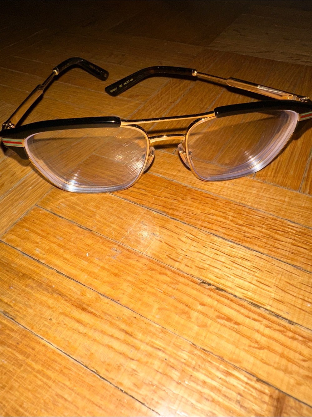 Gucci Gold and Black Women's Eyeglasses - Classic Metal Frame